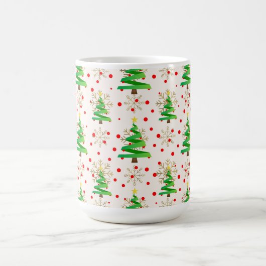 Kerstbomen en gouden sneeuwvlokken koffiemok (Center)
