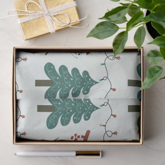 Kerstbomen en groene kerstverlichting tissuepapier (Geschenk)