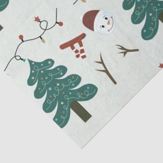 Kerstbomen en groene kerstverlichting tissuepapier