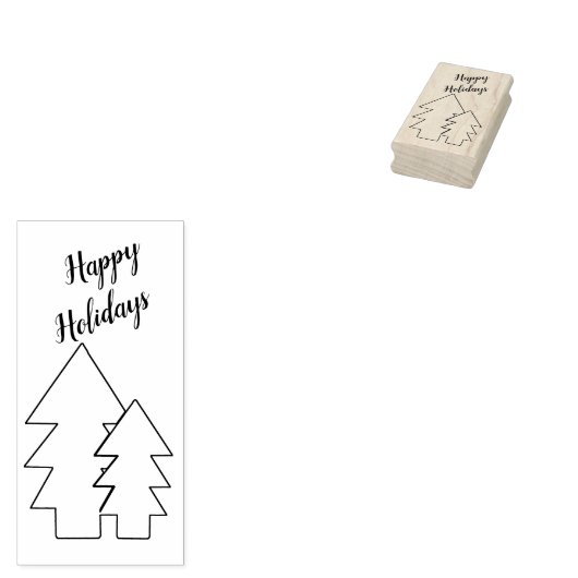 Kerstbomen en Groet Art Stamp Rubberstempel (Gestempeld)