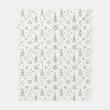 Kerstbomen en harten fleece deken vintage