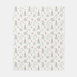 Kerstbomen en harten fleece deken vintage