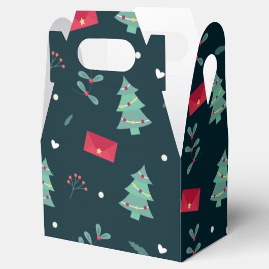 Kerstbomen en Holly Modern Pattern Dark Blue Bedankdoosjes (Geopend)