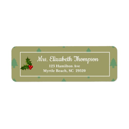 Kerstbomen en Holly Return Address Labels (Voorkant)
