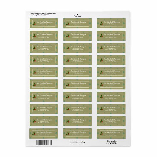 Kerstbomen en Holly Return Address Labels (Full Sheet)