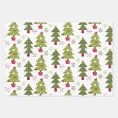 Kerstbomen en Holly rood en groen Inpakpapier Vel (Voorkant 3)