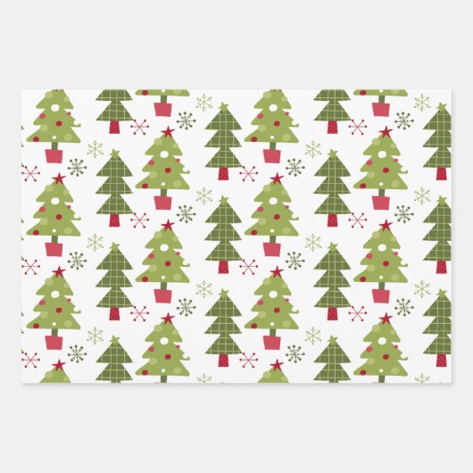 Kerstbomen en Holly rood en groen Inpakpapier Vel (Voorkant 3)