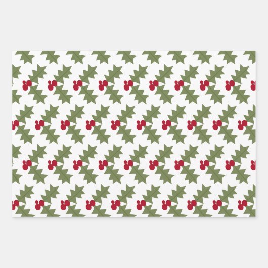 Kerstbomen en Holly rood en groen Inpakpapier Vel (Voorkant 2)