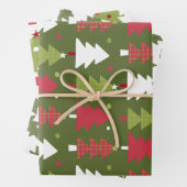 Kerstbomen en Holly rood en groen Inpakpapier Vel (In situ)