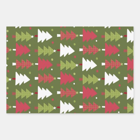 Kerstbomen en Holly rood en groen Inpakpapier Vel (Voorkant)