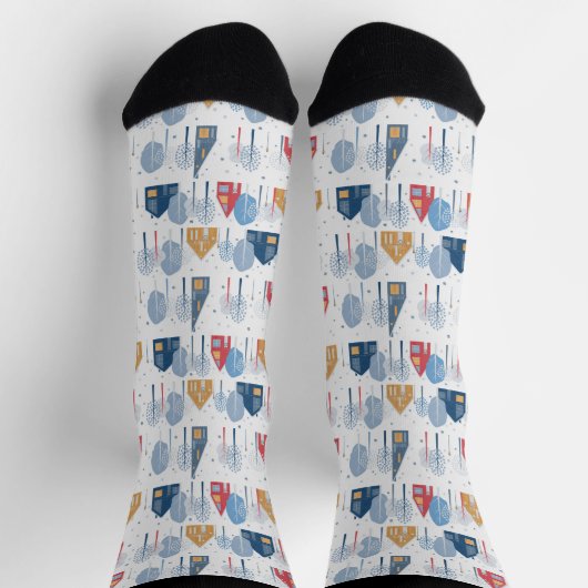 Kerstbomen en huizen patroon sokken (Top)