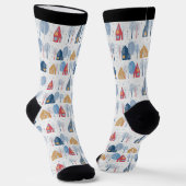 Kerstbomen en huizen patroon sokken (Gebogen)