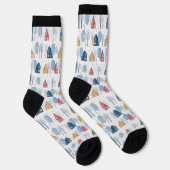 Kerstbomen en huizen patroon sokken (Rechts)