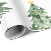 Kerstbomen en kerstballen cadeaupapier (Rol Hoek)