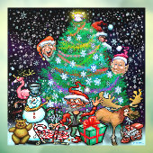 Kerstbomen en kerstboomschilders raamsticker (Vel 3)