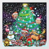 Kerstbomen en kerstboomschilders raamsticker (Vel)