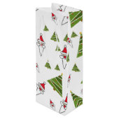 Kerstbomen en Kerstman Wijn Cadeautas (Achterkant Gekanteld)