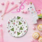 Kerstbomen en kerstmannetjes papieren bordje (Feest)