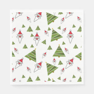Kerstbomen en kerstmannetjes servet