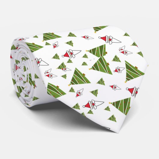 Kerstbomen en kerstmannetjes stropdas (Opgerold)
