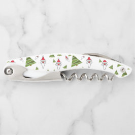 Kerstbomen en kerstmanschappen kurkentrekker