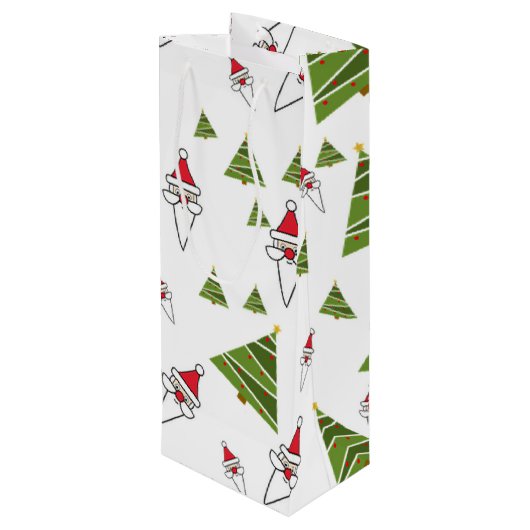 kerstbomen en kerstmanskerstbomen wijn cadeautas (Achterkant Gekanteld)