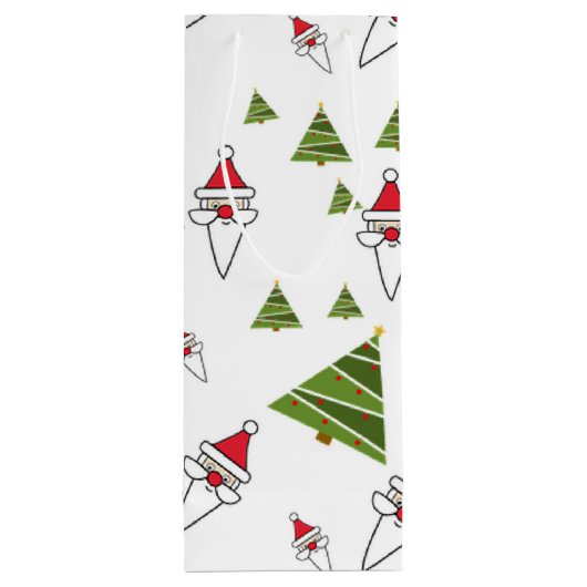 kerstbomen en kerstmanskerstbomen wijn cadeautas (Achterkant)
