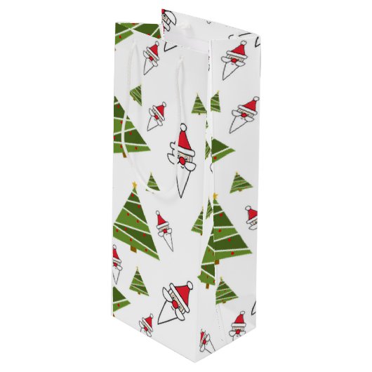 kerstbomen en kerstmanskerstbomen wijn cadeautas (Voorkant Gekanteld)