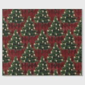 Kerstbomen en kerstversiering cadeaupapier (Vlak)