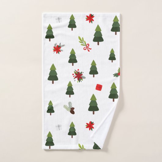 kerstbomen en koeien bad handdoek (Handdoek)