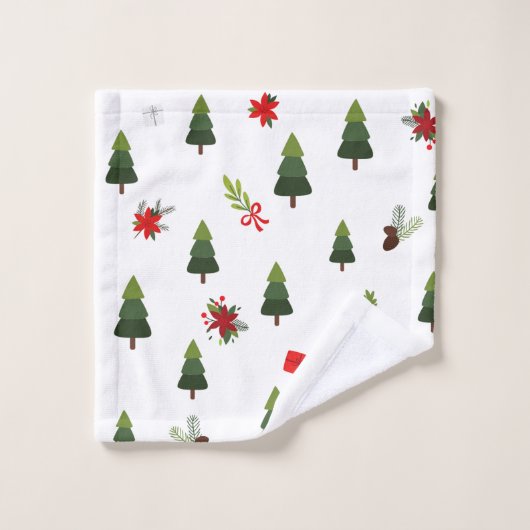 kerstbomen en koeien bad handdoek (Wasdoekje)