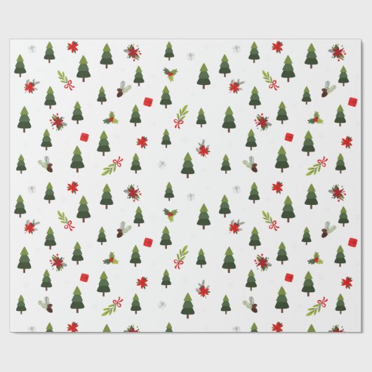 kerstbomen en koeien cadeaupapier (Vlak)