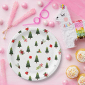 kerstbomen en koeien papieren bordje (Feest)