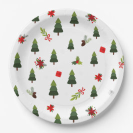 kerstbomen en koeien papieren bordje