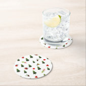 kerstbomen en koeien ronde kartonnen onderzetter (Insitu)