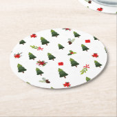 kerstbomen en koeien ronde kartonnen onderzetter (Gebogen)
