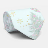 Kerstbomen en kransen op Winter Mint Green Stropdas (Opgerold)