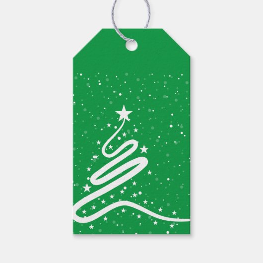 kerstbomen en Labels met sneeuwval Cadeaulabel (Voorkant)