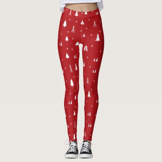 kerstbomen en Leggings met sneeuwvlokken (Voorkant)