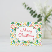 Kerstbomen en lichten retro vakantie briefkaart (Staand voorkant)