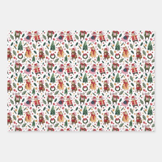 kerstbomen en muis inpakpapier vel (Voorkant 3)