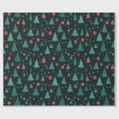 Kerstbomen en Ornamenten Black Christmas Cadeaupapier (Vlak)