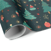 Kerstbomen en Ornamenten Black Christmas Cadeaupapier (Rol Hoek)
