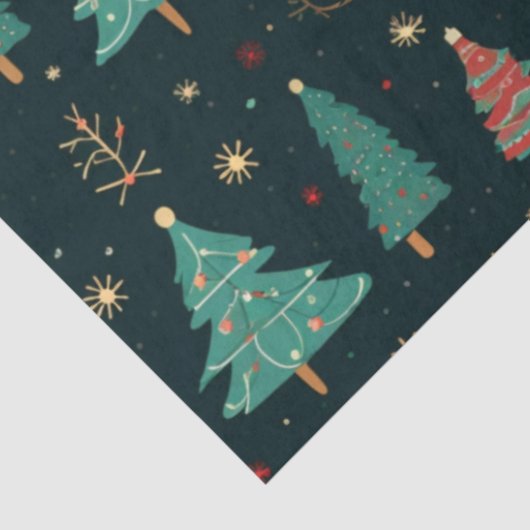 Kerstbomen en Ornamenten Black Christmas Tissuepapier (Detail)