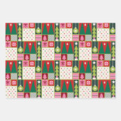  kerstbomen en Ornamenten Inpakpapier Vel (Voorkant)