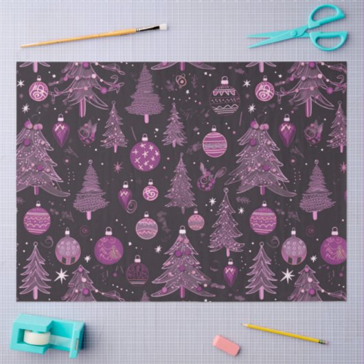 Kerstbomen en Ornamenten Kerst Tissuepapier (Craft)