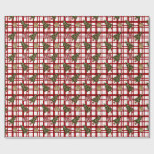 Kerstbomen en Ornamenten Plaid Christmas Cadeaupapier (Vlak)