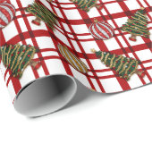 Kerstbomen en Ornamenten Plaid Christmas Cadeaupapier (Rol Hoek)