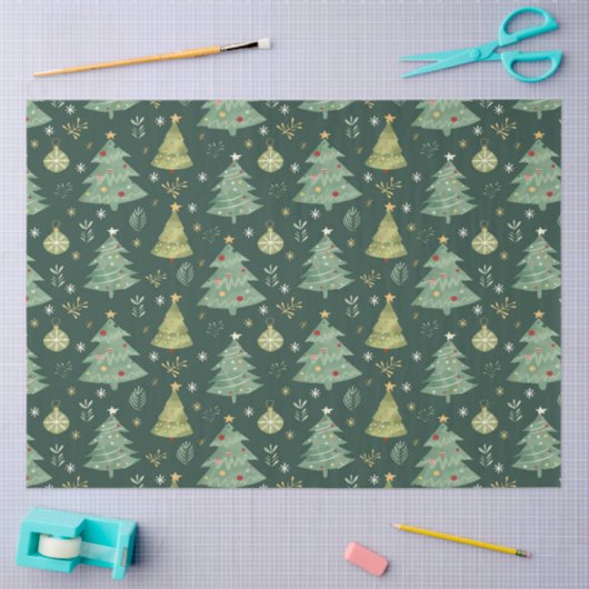 Kerstbomen en Ornamenten Tissuepapier (Craft)