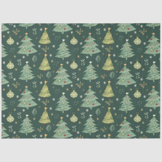 Kerstbomen en Ornamenten Tissuepapier (Voorkant)